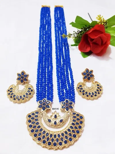 Party Wear Metal Beads Long Necklace Set