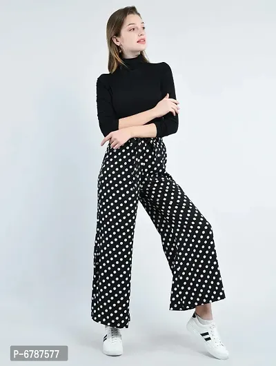 POLKA DOTTED PALAZZO FOR WOMENS  GIRLS ( BLACK )