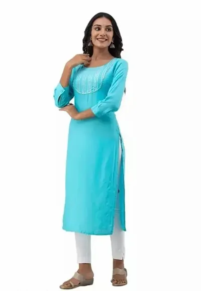 A-Line Rayon Stitched Kurta For Women