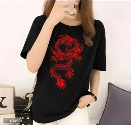 Red Dragon Printed Tshirt For Womens-thumb0