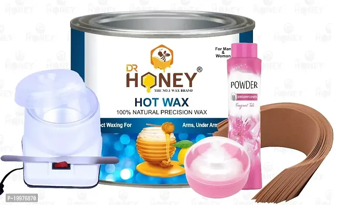 DR HONEY hot wax 600g Strips Strip and Stainless Steel Knife powder and powder puff Waxing Kit for Women