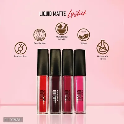 DR HONEY BEAUTY Mini Lipsticks Combo Pack of 4 Liquid Matte Lipstick-thumb2