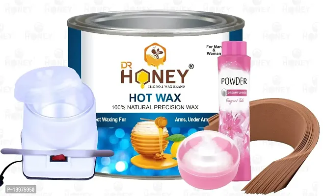 DR HONEY hot wax 600 gram Strips and Strip powder and powder puff Waxing Kit for Women all skin wax soft wax