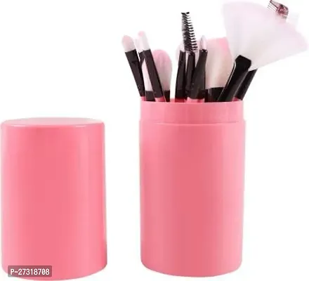 makeup brush Professional Series Makeup Brush Set With Storage pink color - (Pack of 12)-thumb0