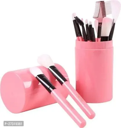 Professional Series Makeup Brush Set With Storage pink color - (Pack of 12)-thumb0