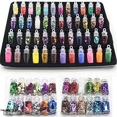 DR honey Glitter Set of Nail Decoration, Nail Art Tool for Nail Decoration Multicolor - Set of 48 Bottles-thumb0