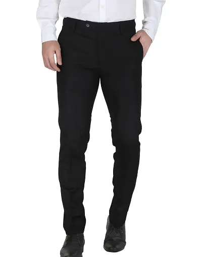 Elegant Lycra Mid-Rise Solid Formal Trouser For Men