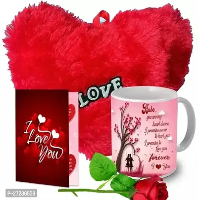 Beautiful Me And You Romantic Gift For Girlfriend, Wife, Husband, Birthday, Anniversary, Valentine Day And Any Special Occasion (325 Ml Printed Ceramic Coffee Mug, Artificial Rose, Soft Red Heart, Greeting Card)