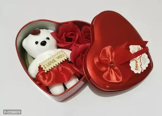 Beautiful Red Teddy And Rose In Heart Shape