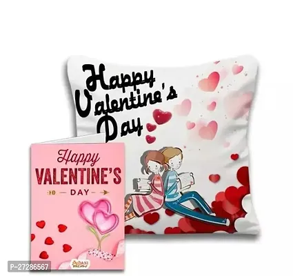 Beautiful Valentine Gift Set Valentines Day Printed Cushion With Filler ( 12X12 Inch) Best For Your Loved Ones-thumb0