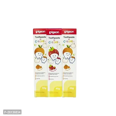Pigeon Children Tripack Toothpaste Orange (45g, Pack of 2)  Strawberry (45g, Pack of 1)