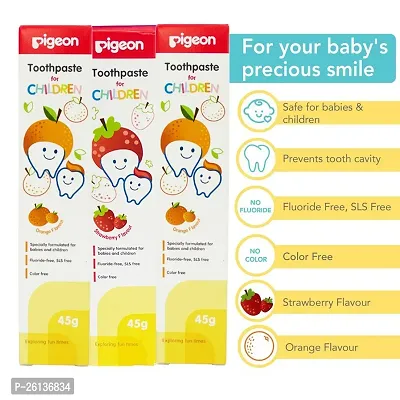 Pigeon Children Tripack Toothpaste Orange (45g, Pack of 2)  Strawberry (45g, Pack of 1)-thumb4