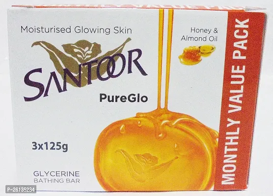 Santoor Pure Glo Glycerin Soap - 125gm (Pack of 3)-thumb2