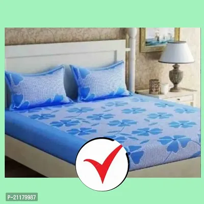 Comfortable Cotton Blend Double Bedsheet With Pillow Covers-thumb0