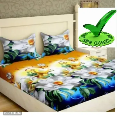 Comfortable Cotton Blend Double Bedsheet With Pillow Covers-thumb0