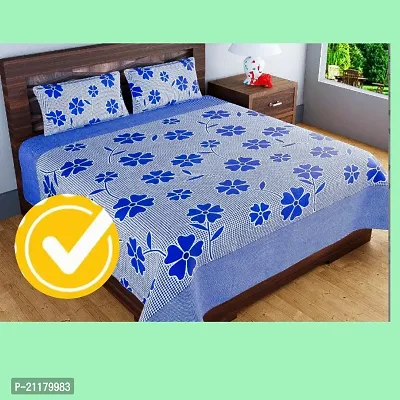 Comfortable Cotton Blend Double Bedsheet With Pillow Covers