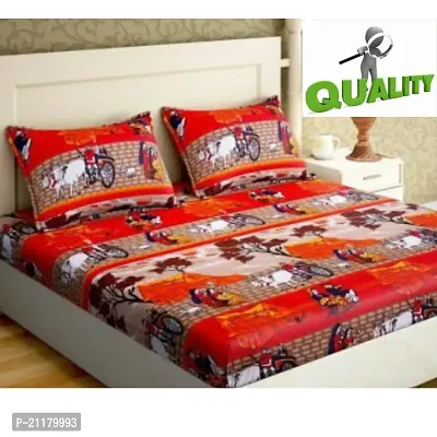 Comfortable Cotton Blend Double Bedsheet With Pillow Covers