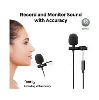 Lapel Collar Mic Voice Recording Filter Microphone for Singing You Tube Smartphones, Black-thumb2