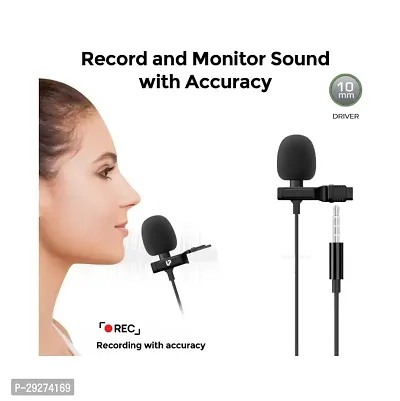 Lapel Collar Mic Voice Recording Filter Microphone for Singing You Tube Smartphones, Black-thumb3