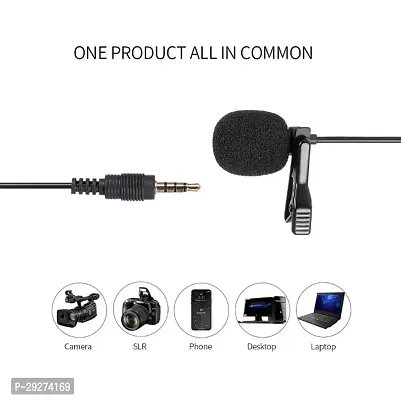 Lapel Collar Mic Voice Recording Filter Microphone for Singing You Tube Smartphones, Black-thumb4