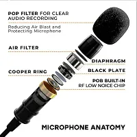 Lapel Collar Mic Voice Recording Filter Microphone for Singing You Tube Smartphones, Black-thumb1