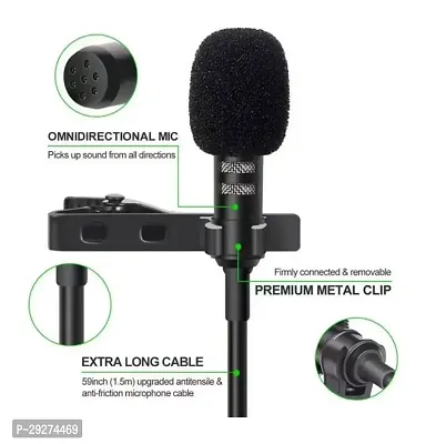 3.5mm clip collar microphone for youtube, mic for voice recording wired (Black)-thumb3