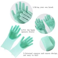 Safety Wash Scrubber Heat Resistant Kitchen Gloves, Cleaning, Gardening Wet and Dry Hand Gloves for Kitchen (Free Size, Assorted Color, One Pair )-thumb1