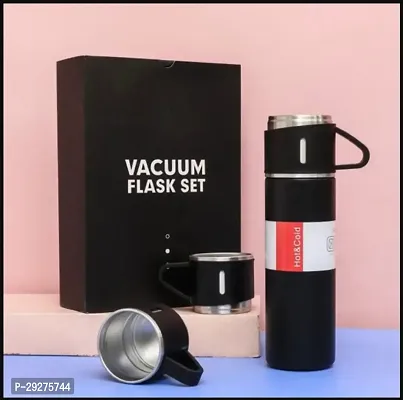 Double Wall Stainless Steel Thermos 500ml Vacuum Insulated Bottle with Two Cups