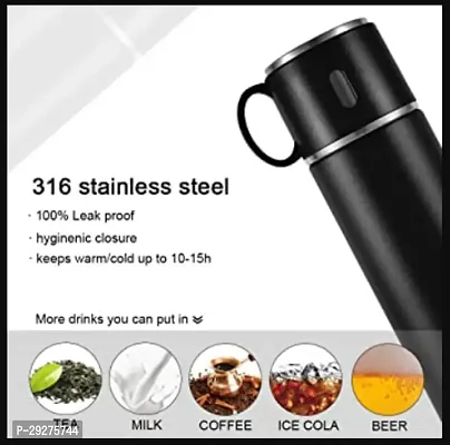 Double Wall Stainless Steel Thermos 500ml Vacuum Insulated Bottle with Two Cups-thumb2