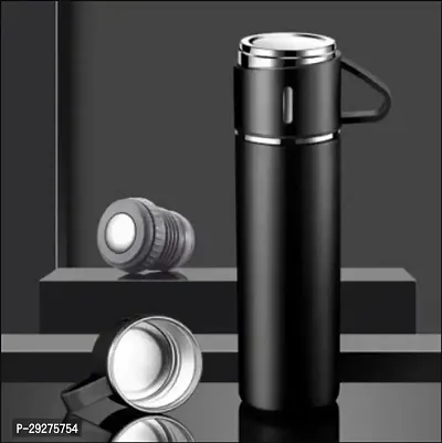 Double Wall Stainless Steel Thermos 500ml Vacuum Insulated Bottle with Two Cups-thumb0