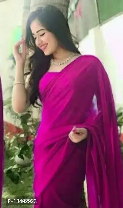 Stylish Georgette Pink  Saree without Blouse piece-thumb0