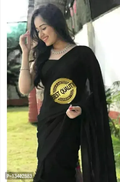 Stylish Georgette Black  Saree without Blouse piece-thumb0