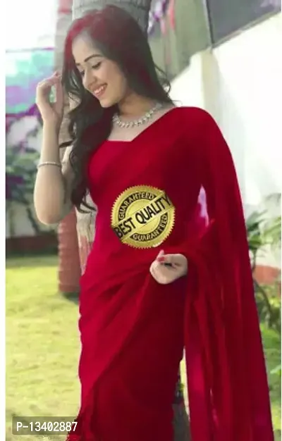 Stylish Georgette Maroon  Saree without Blouse piece-thumb0