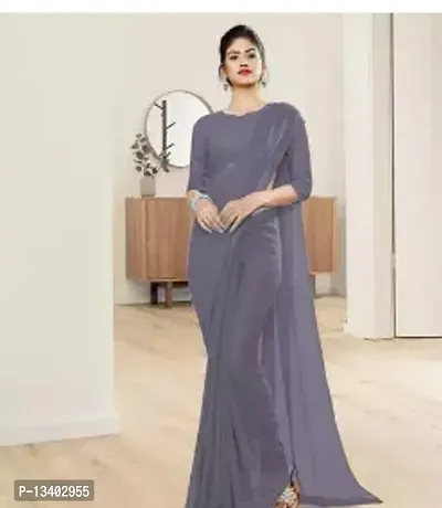 Stylish Georgette Grey  Saree without Blouse piece-thumb0