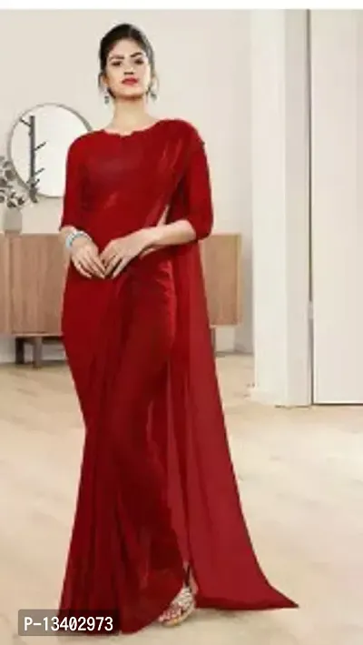 Stylish Georgette Red  Saree without Blouse piece