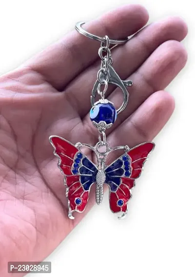 Designer Enamel Butterfly Keychain For Bike Car Gifting With Key Ring For Men And Women-thumb0