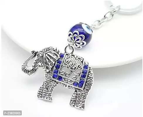 Designer Evil Eye With Elephant Design Keychain For Bike Car Gifting With Key Ring Anti-Rust