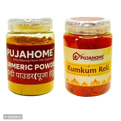 Kumkum And Turmeric Combo for Pooja -100 G Each, Pack