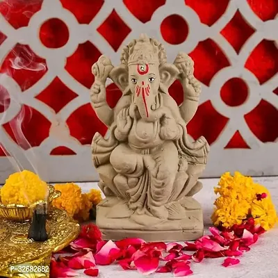 Mitti Ganesh Idol Eco-Friendly Handcrafted Mud Clay Ganesh Murti Ganpati Figurine For Visarjan Biodegradable Pagdi Ganesha Statue