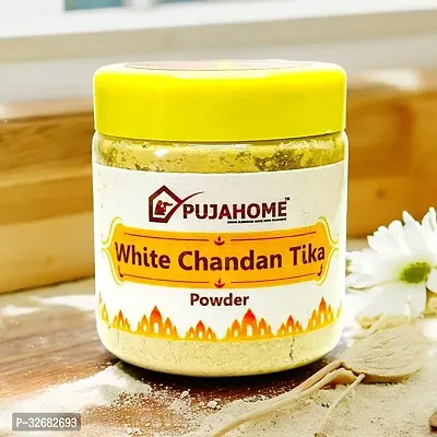 White Chandan Tika Powder Chandan Powder For Religious Pooja And Tilak - 50 G-thumb0