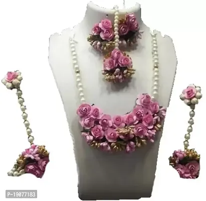 Stylish Multicoloured Fabric  Haldi Jewellery Set For Women