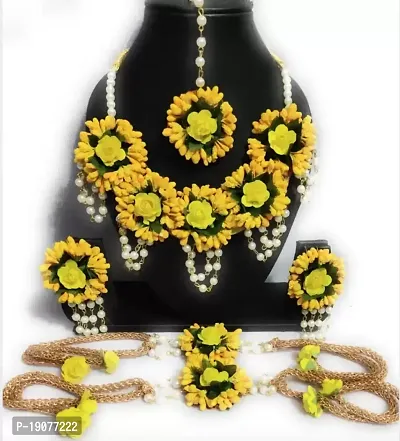 Stylish Multicoloured Fabric  Haldi Jewellery Set For Women-thumb0