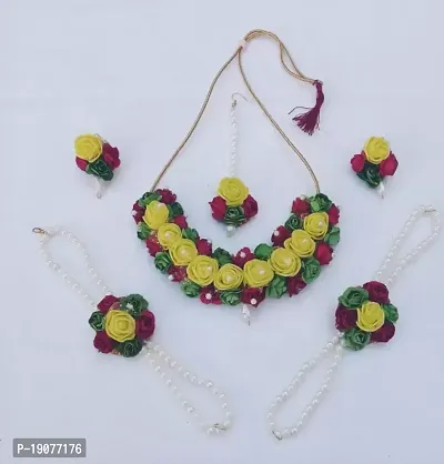 Stylish Multicoloured Fabric  Haldi Jewellery Set For Women-thumb0