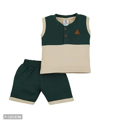 Macitoz Stylish and Comfy Cotton Baby Boy Sleeveless T-Shirt Tank Tops Shorts Set | Sleeveless Tees and Shorts | Casual & Party Wears | Baby Boys-thumb0