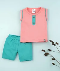 Macitoz Stylish and Comfy Cotton Baby Boy Summer Clothes Infant Toddler Beach Outfits Sleeveless Tank Tops Shorts Set | Sleeveless Tees and Shorts | Casual  Party Wears | Baby Boys-thumb1