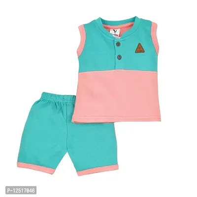 Macitoz Stylish and Comfy Cotton Baby Boy Sleeveless T-Shirt Tank Tops Shorts Set | Sleeveless Tees and Shorts | Casual  Party Wears | Baby Boys-thumb0