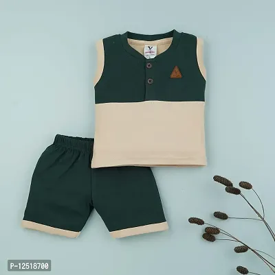 Macitoz Stylish and Comfy Cotton Baby Boy Sleeveless T-Shirt Tank Tops Shorts Set | Sleeveless Tees and Shorts | Casual & Party Wears | Baby Boys-thumb2