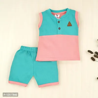 Macitoz Stylish and Comfy Cotton Baby Boy Sleeveless T-Shirt Tank Tops Shorts Set | Sleeveless Tees and Shorts | Casual  Party Wears | Baby Boys-thumb2
