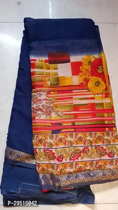 Stylish Georgette Printed Saree with Blouse Piece