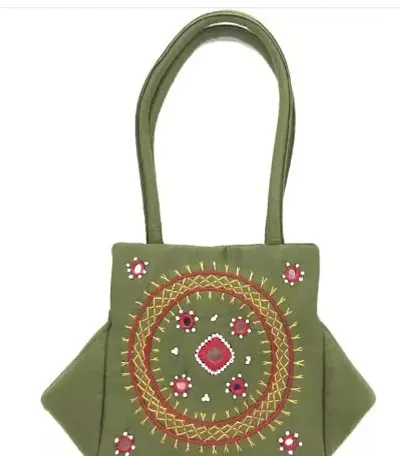 SriAoG Handicrafts Women Handbag Size Mini shopping bag handmade Eco- Friendly 9x6x4 Inch color (Needle craft beads Thread work bag)